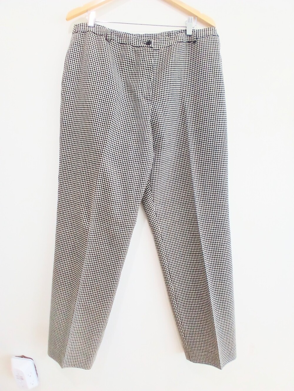 JONES Basics 100% Wool Houndstooth Lined trouser pants with belt loops Sz 14